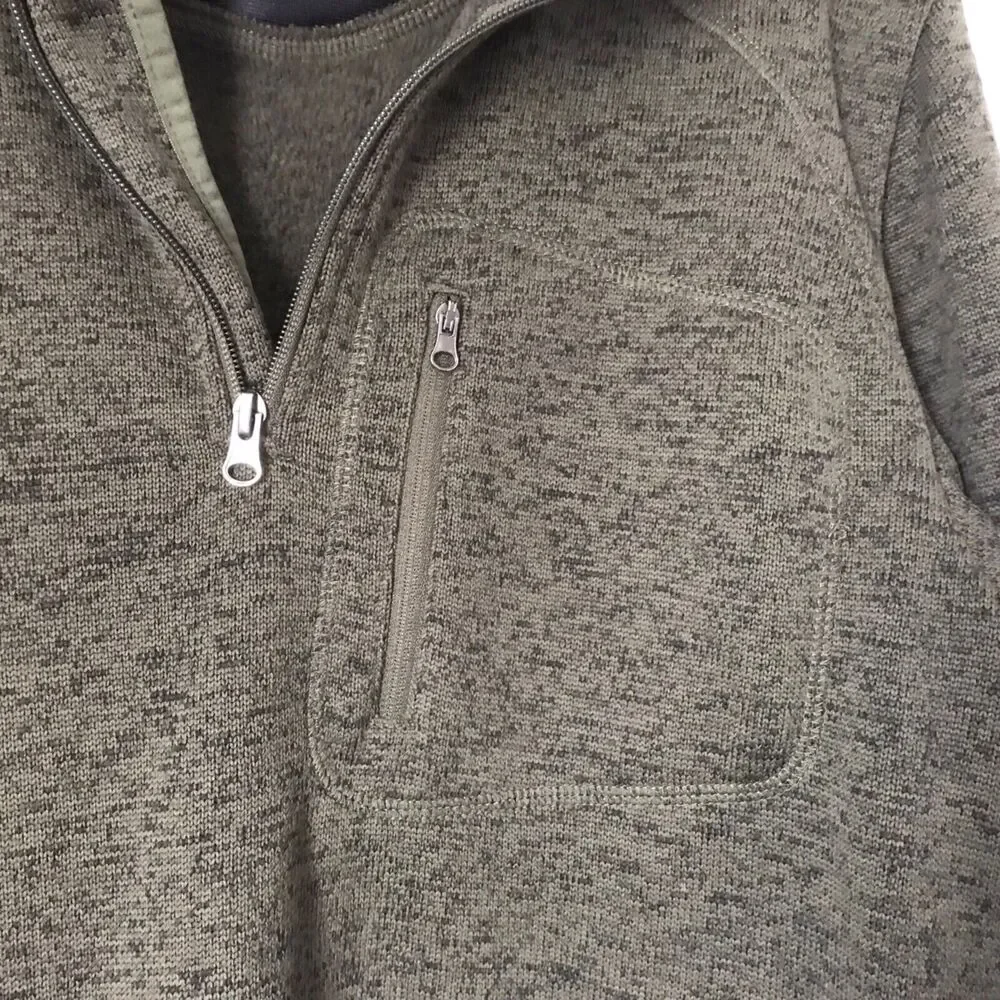 Magellan Outdoors Mens Sweater Sm Hickory Canyon 1/4 Zip Olive Night Pullover